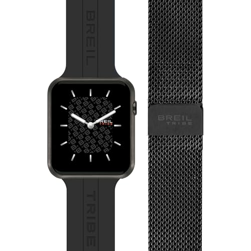 Breil EW0671 Smartwatch SBT-X, con Doppio Cinturino Intercambiabile in Silicone Nero con Pattern Breil Tribe e in Maglia Mesh Nera, Cassa Nera, Connettività Bluetooth, Chiusura ad Ardiglione