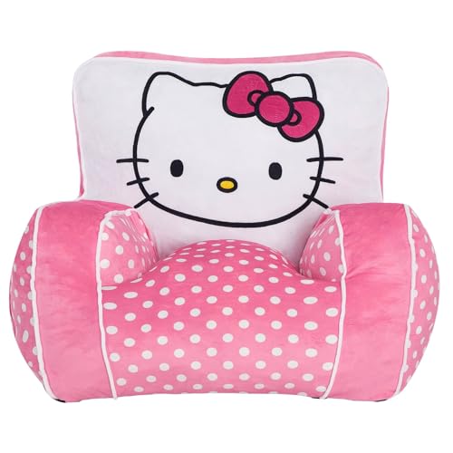 Idea Nuova Sanrio Hello Kitty Kids Foam Filled Bean Bag Chair Soft Plush Character Lounge Seat for Bedroom or Playroom