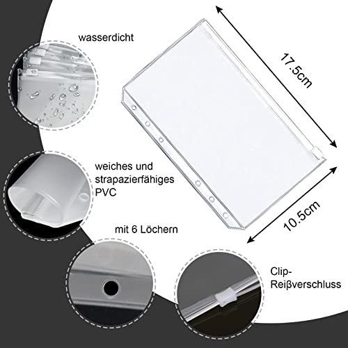 Ijiamy 20Pcs Binder Pockets A6 Size 6 Holes Zipper Cash Envelopes Binder Pouch Folders Clear (A6) #TOP2