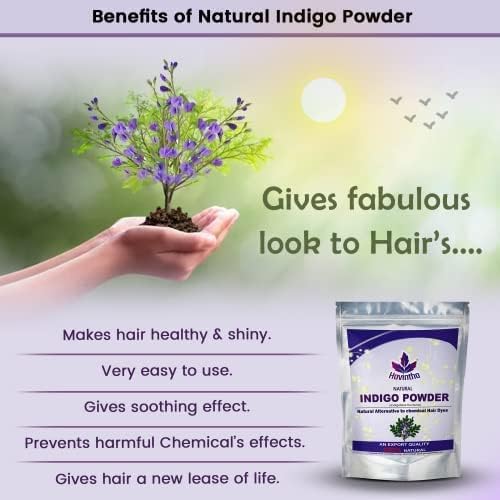 Miniatura 3 de MU Natural Indigo - Polvo orgánico para cabello negro, puro y herbario, para color negro y tinte de barba (Indigofera Tinctoria), 8.01 oz (paquete