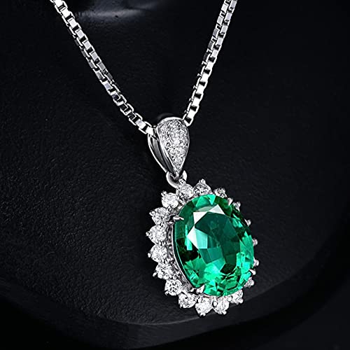 Collier émeraude or blanc anti ternissement bijou brillant durable