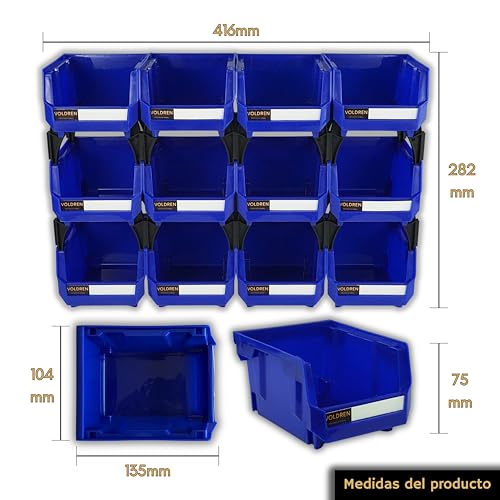 Miniatura 2 de Voldren Gavetas Organizadoras Apilables - Organizador Tornillos - Cubetas Plastico Almacenaje - Organizador Cajones - Clasificador Apilable Taller - Estanteria Gaveta Herramienta Amarillo, 12