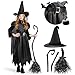 Produktbild Spooktacular Creations Schwarze Hexe Kostüm für Mädchen Halloween Kostüm Party, Magic Deluxe Fancy Dress Outfit für Kinder Rollenspiel Party, Halloween, Karneval