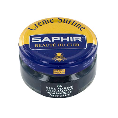SAPHIR Creme Surfine Pommadier Shoe Polish - Beeswax Cream for Leather Products - Navy Blue