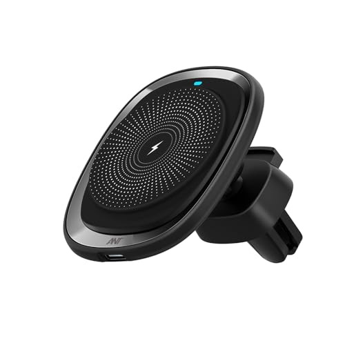 Image of ANT Aura 20 Magnetic Wireless Car Charger 15W Fast Charging, MagSafe Compatible Car Phone Holder with Type-C Port, 360 Rotating AC Vent Mount for iPhone 16 /15 /14 /13 /12 & Galaxy S25 Series