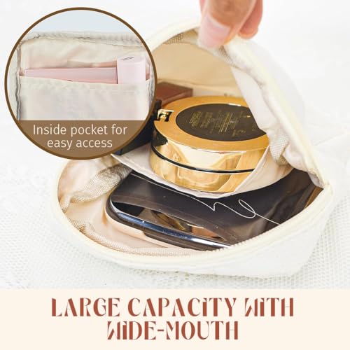 Image of MAYCREATE Small Pouches for Women, Cotton Quilted Lipstick Small Makeup Pouch, Sanitary Pads Storage Zipper Cosmetic Organizer Bag for Menstrual Supplies, Makeups (14x14cm)