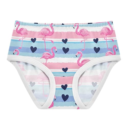 Pink Flamingos Hearts Blue Girl Panties Cute Girls Underwear Toddler Cotton Pattern Briefs Undies Kids 2t
