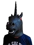 Gmasking Creepy Black Evil Unicorn Head Mask for Haloween Party Costume