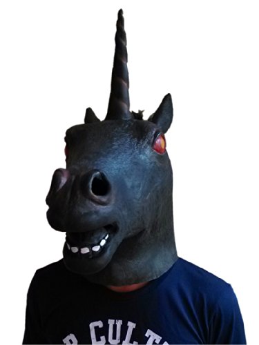 Gmasking Creepy Black Evil Unicorn Head Mask Adult Haloween Party Costume
