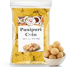 TAJ Pani Puri Coins | Flat Puri | Uncooked | Microwaveable | 14oz 400g