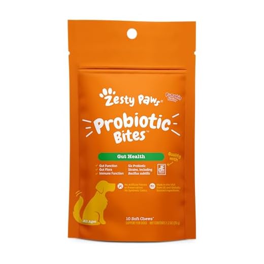 Zesty Paws Probiotics for Dogs - Digestive Enzymes for Gut Flora, Digestive Health, Diarrhea & Bowel Support - Clinically Studied DE111 - Dog Supplement Soft Chew for Pet Immune System - 10 Count