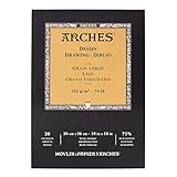 Arches Ingres MBM Drawing Pad, White, 10x14 inches, 20 Sheets - Professional Art Paper for Figure Drawing, Portraits, Illustration