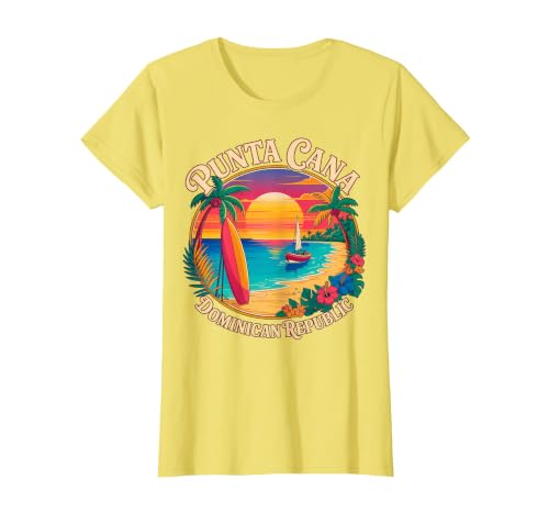 Punta Cana Dominican Republic Vacation T-Shirt, Women, Lemon Yellow, Large