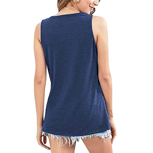 Zwsyxl Women Cute Letter Printed Tank Shirts With Sayings Travel Tees With Girls Loose Workout Sleeveless,Navy Blue Tank L #TOP2