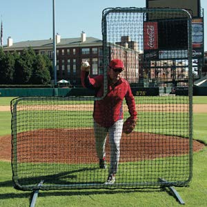 Trigon Sports Pitcher's L Screen Net, Softball & Baseball Pitching Net, Batting Cage with Frame and Net, L Shape Net for Training, Size: 7' x 7'