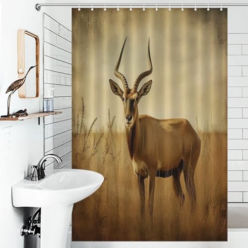 Rideau de douche antilope tissu polyester imperméable lavable 122x183cm
