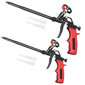 Spray Foam Guns, 2 Pcs Spray Foam Insulation Gun, Professional Foam Dispensing Gun, Heavy Duty Expanding Foam Gun with 4 Pcs Long Tube Nozzle, Spray Foam Applicator for Caulking, Filling, Sealing