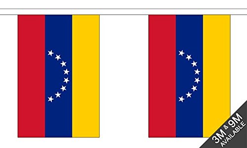Flagtex Venezuela 8 Stars Fabric Bunting – 9m with 30 Flags – Fabric for Indoor & Outdoor Use – String Flags Banners Venezuelan South America Latin America