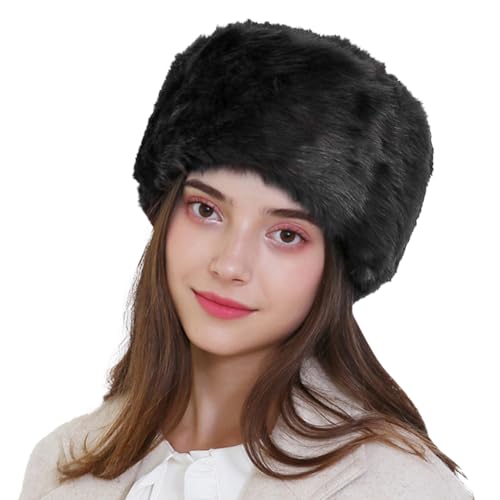 Image of Faux Fur Cossack Hat Fuzzy Trapper Trooper Hat Windproof Warm Russian Ushanka Winter Ski Hunting Cap Unisex
