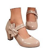 Zapatos altos para mujer, zapatos de disfraces, zapatos tradicionales de tacón, zapatos de baile gruesos, zapatos de novia, bailarinas de tacón cuadrado, zapatos elegantes con tacón y hebilla, caqui