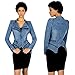 Fashion SX Womens Rivet Faux Leather Jacket Zipper Moto Biker Denim coat Motorcycle Outwear (S, Blue)