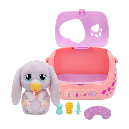Baby Paws Just Born Conejito para aprender a cuidar mascotas con transportín interactivo 2
