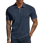 PJ PAUL JONES Mens Textured Knit Polo Shirts Regular Fit Stretchy Golf Shirts