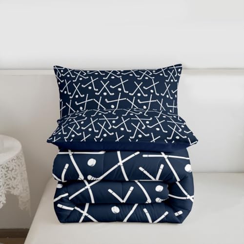 Image of Feelyou Ice Hockey Comforter Set Queen Size 3Pcs for Kids Boys Girls Teens