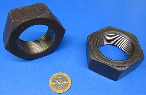 Grade 2 Steel Hex Nuts 1 1/2"-12 Thread x 2-1/4" W x 27/32" H 2 Pcs