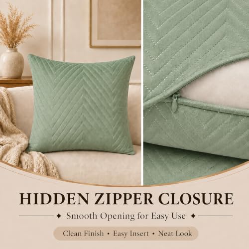 Image of RD TREND UltraSonic Microfiber Cushion Covers, 45 x 45 cm /18 x 18 inches, Set of 2, 250 TC,Back Zipper (Miltry Green)