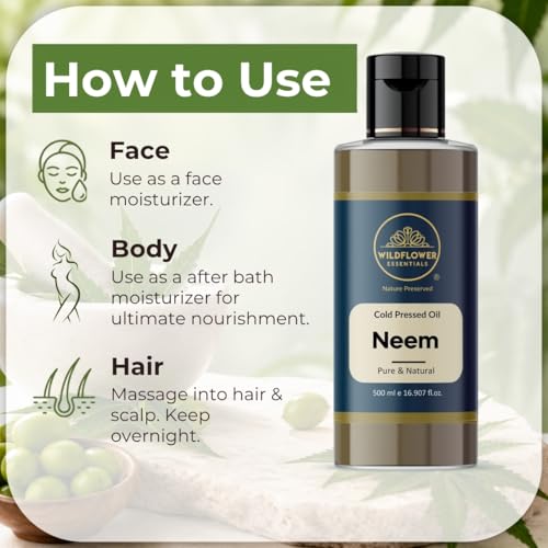 Image of Neem Oil for Lice & Nits | Hair Oil Cold Pressed | Skin, Hair & Body Pure & Natural (500ml)