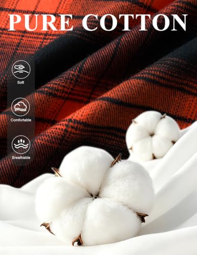 Image of Cotrasen Mens Flannel Shirts Cotton Plaid Button Down Shirt | Long Sleeve, Corduroy Collared, Soft,Breathable, Work, Western, Trendy, Casual Classic Flannel Shirt with Pocket