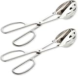 KEBE 2-PACK Serving Tongs for Cooking Buffet Party Catering, Thickening Food Serving Cake Bread Kitchen Salad Tongs, Stainless Steel