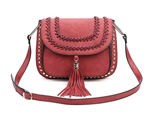 FAUX LEATHER SADDLE SHOULDER BAG WITH TASSEL2