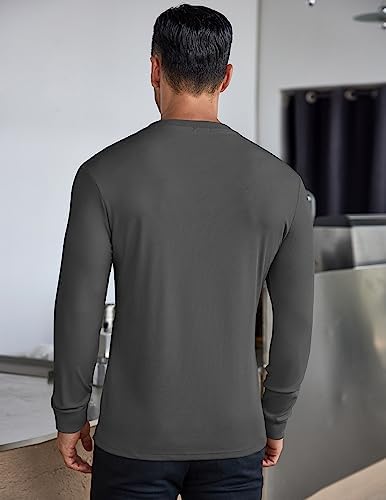 COOFANDY Heren T-Shirt met Lange Mouwen Basic T-Shirts Ronde Hals Casual T Shirt Lichtgewicht Tops Regular Fit Zwart XL