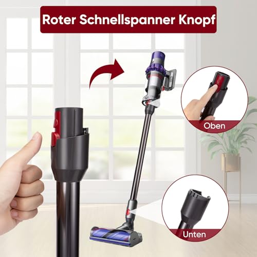 BIHARNT Verlängerungsrohr für Dyson V12 Detect Slim / V12 Origin / V10 Digital Slim Stabstaubsauger, Ersatz Teleskoprohr Schnellspanner Verlängerungsstange Zubehör, 74cm（grau）