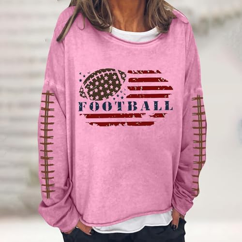 Moletom feminino casual de manga longa com gola redonda para o dia do jogo de futebol com capuz roup