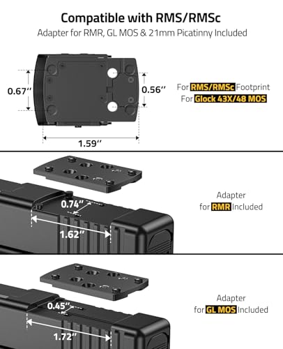 Image of CVLIFE BearMight 5000G Shockproof Auto-Brightness Red /Green Dot Sight for RMS RMSc, 36MOA Circle & 2MOA Dot Motion Awake Open Reflex Sight with Hood, Adapter for MOS /RMR /Picatinny, Optics for Hunting