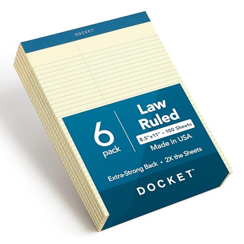 TOPS Docket Legal Pads, 6 Pack, Premium Note Pads, 100 Law Ruled 8.5