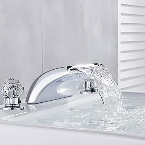 Robinet cascade chromé de luxe pour lavabo 3 trous et design épuré