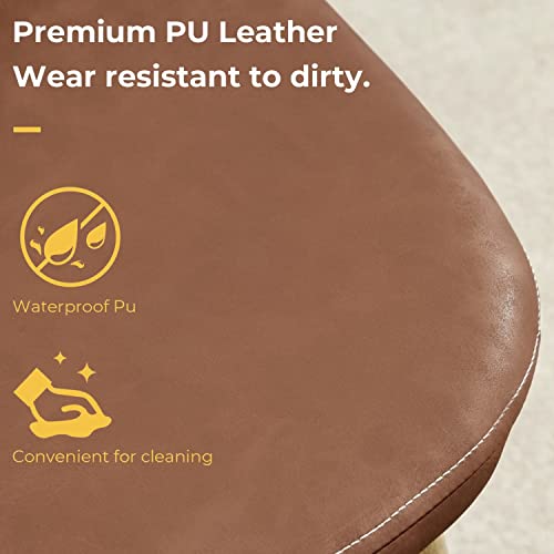 Greenforest Dining Chairs Set Of 4, Washable Pu Fuax Leather Dining Side Chair Mid Century Modern Dining Room Chairs Comfortable Upolstered Cushion Seat With Metal Legs For Home Kitchen, Camel Brown #TOP3