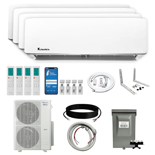 Klimaire 4-Zone Ductless Mini-Split | 21.1 SEER2 | Heat Pump AC 48,000 BTU | Wall Mounted | All-Inclusive Installation Kits | (12K + 12K +18K +18K BTU)