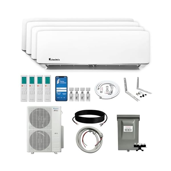 Klimaire 4-Zone Ductless Mini-Split | 21.1 SEER2 | Heat Pump AC 48,000 BTU | Wall Mounted | All-Inclusive Installation Kits | (12K + 12K +12K +24K BTU)