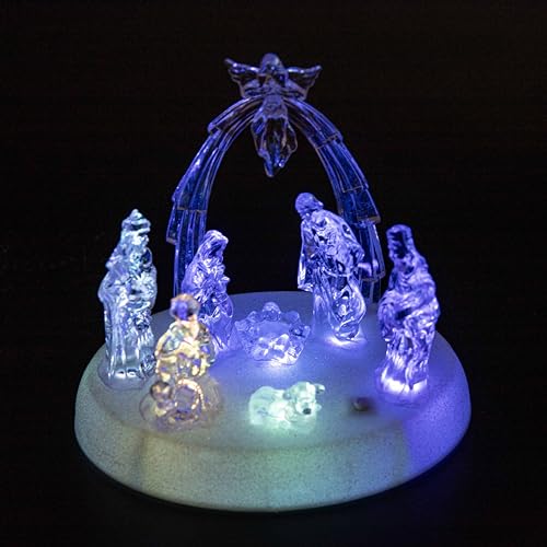 20cm Christmas Pre-Lit LED Musical Nativity Scene Acrylic Sculpture - Image 2