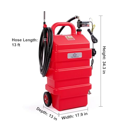 Image of FMCNMech 16 Gallon Portable Fuel Caddy with 12V Electric Pump, Forward & Reverse Fuel Transfer Tank for Gasoline, Diesel, and Kerosene, HDPE Fuel Tank with Wheels for Pickup Trucks, Lawn Mowers, Tractors, ATVs, and Garage Use