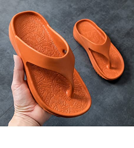 HENGYUE Tongs pour Femmes Tongs Sandales à Fond épais Mer été Doux Pantoufles de Salle de Bain Oreiller Diapositives Chaussures D'intérieur en Plein Air,Orange-35-3637-3839-4041-4243-44 Cover