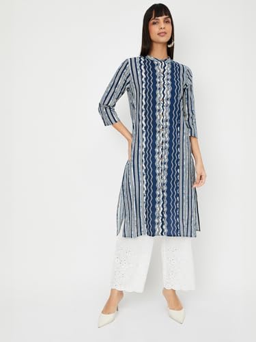 Image of Max Women's Cotton Blend Printed Regular Kurta