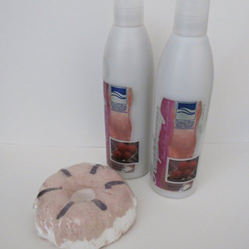 Bath Bombs: Raspberry Boom Bath Bomb, 2 Pack 8 oz Raspberry Hand and Body Massage Lotion by Dead Sea Spa Care, Bubble Bath