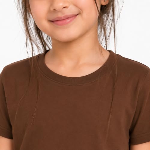 Image of Kids Round Neck Girls Tshirt | Short Sleeves | Natural Organic 100% Cotton Soft Comfortable Fabric | Plain Color Original Branded Half Sleeve | School t-Shirt for Girl Kid | Sleepwear Everyday Casual