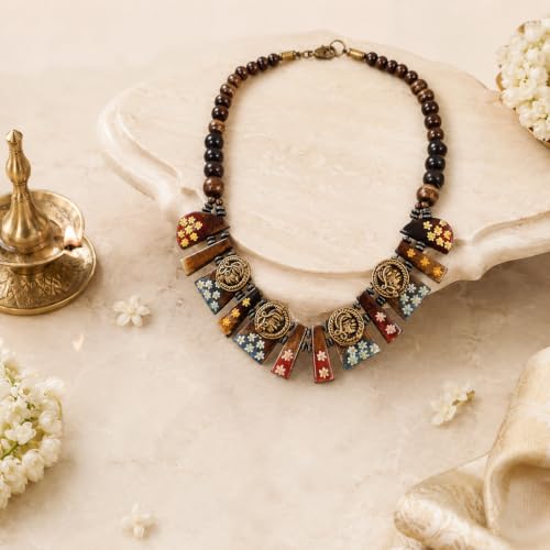 Image of AAKRITI ART CREATIONS Handcrafted Ethnic & Tribal Necklace Collection | Dhokra, Boho, Talisman & Statement Designs | Artisan Collar, Pendant & Lariat Jewelry for Women